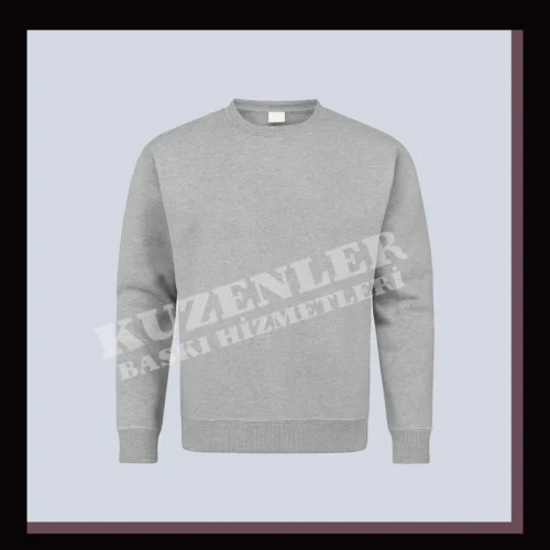 Gri Sweatshirt Bisiklet Yaka
