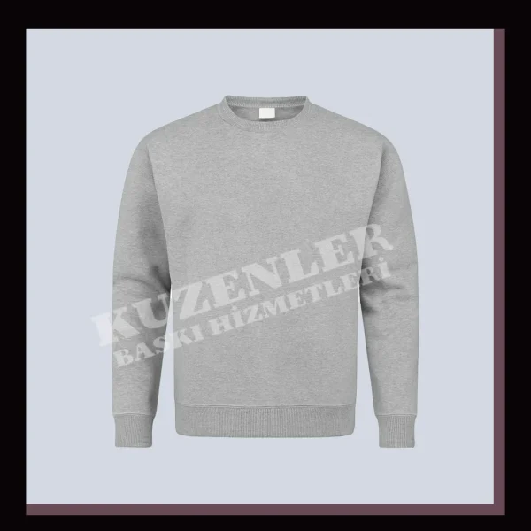 Gri Sweatshirt Bisiklet Yaka