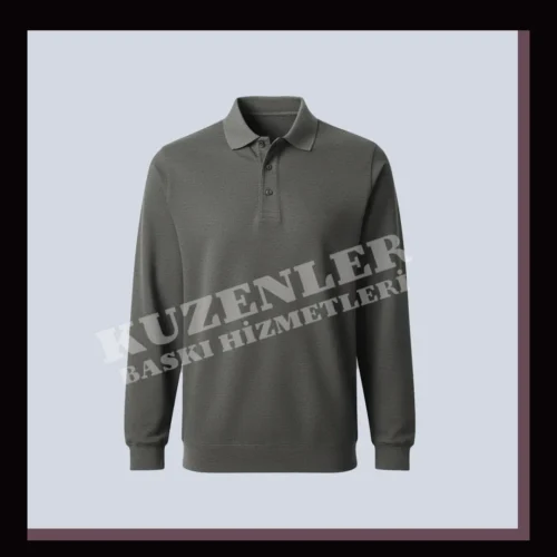 Gri Sweatshirt Polo Yaka