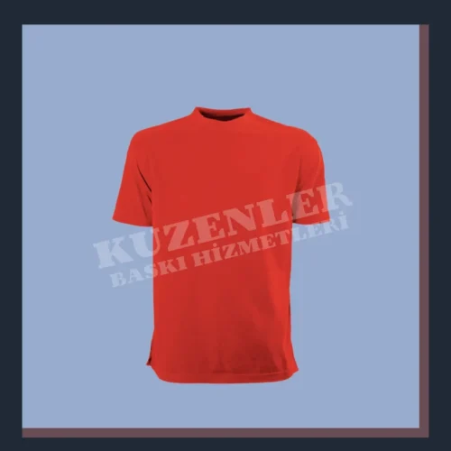 Kırmızı T-shirt Bisiklet Yaka