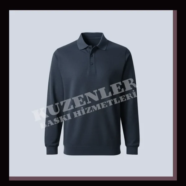 Lacivert Sweatshirt Polo Yaka