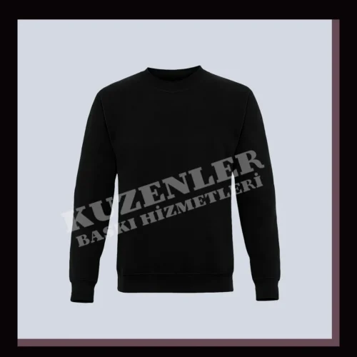 Siyah Sweatshirt Bisiklet Yaka