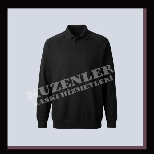 Siyah Sweatshirt Polo Yaka